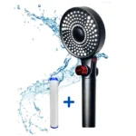 Cap de duș cu filtru HydroPure Osmotica negru, 2 Fețe, 3 Jeturi Filtrare Clor, Rugină și Sedimente