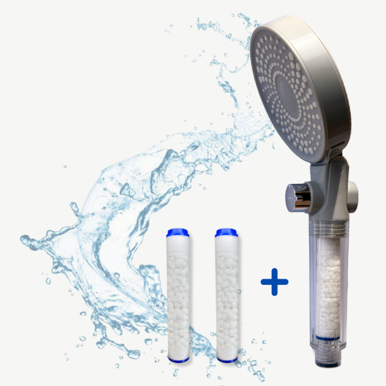 pachet Cap de duș cu 3 filtre HydroPure Crystal Osmotica – 2 Fețe, 3 Jeturi – Filtrare Clor, Rugină și Sedimente