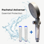 Cap de duș cu filtru HydroPure Crystal Osmotica – 2 Fețe, 3 Jeturi – Filtrare Clor, Rugină și Sedimente