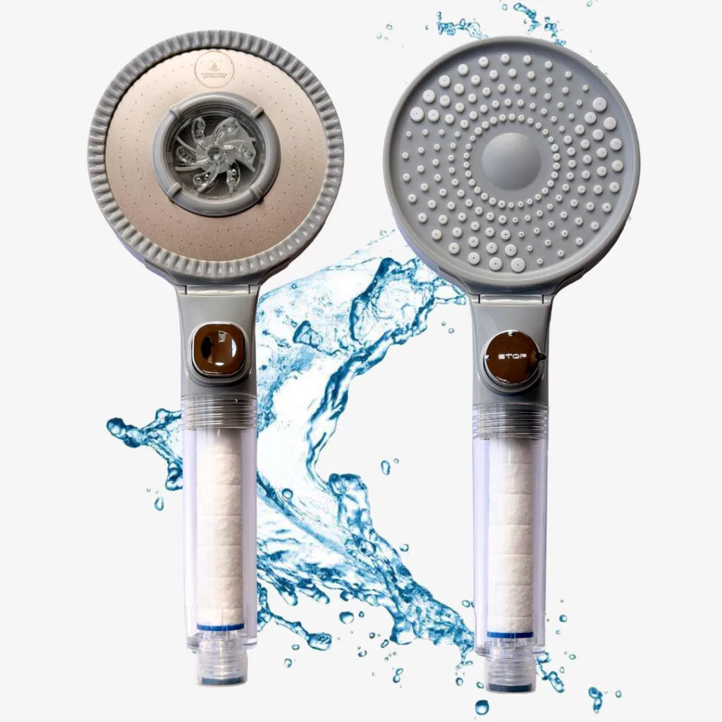 Cap de duș cu filtru HydroPure Crystal Osmotica – 2 Fețe, 3 Jeturi – Filtrare Clor, Rugină și Sedimente