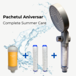 pachet Cap de duș cu filtru HydroPure Crystal Osmotica si VitaC Pure Lemon - Filtru duș Vitamina C și aromaterapie – Filtrare Clor, Rugină și Sedimente